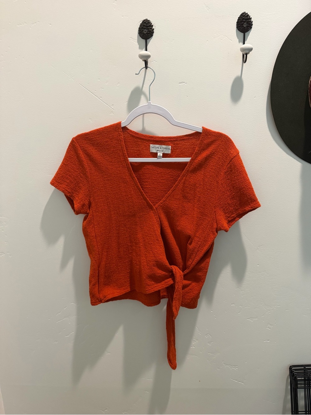 Madewell Orange Tie-Front V-Neck Crop Top